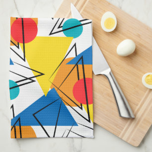 Retro Contemporary Geometric Colorful Pattern Towel