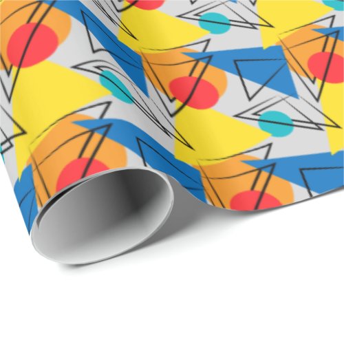 Retro Contemporary Geometric Colorful Pattern Wrapping Paper
