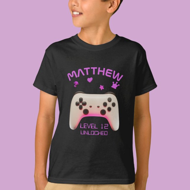 Retro Controller Level Up Boy Gamer Birthday Party T-Shirt (Retro Controller Level Up Boy Gamer Birthday Party T-Shirt)