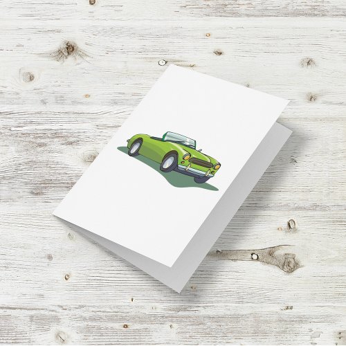 Retro Convertible Green Car Card