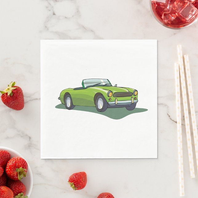 Retro Convertible Green Car Napkins (Creator Uploaded)
