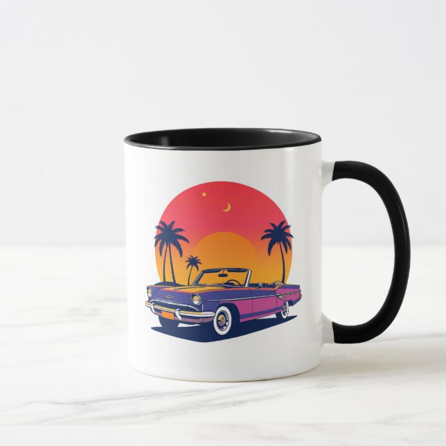 Retro Convertible Sunset Drive Mug (Right)