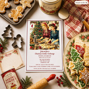 Retro Cookie Exchange Christmas  Invitation