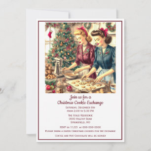 Retro Cookie Exchange Christmas  Invitation
