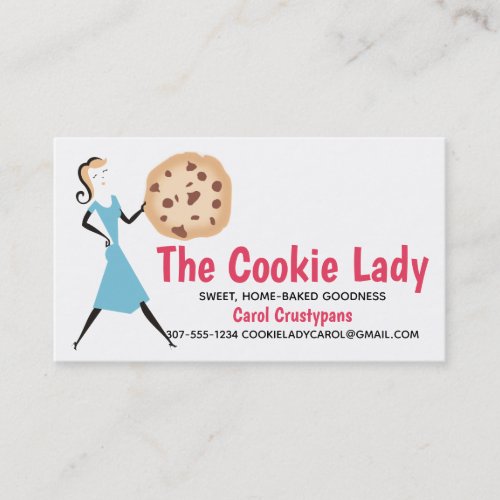 Retro cookie girl baking bakery business cards