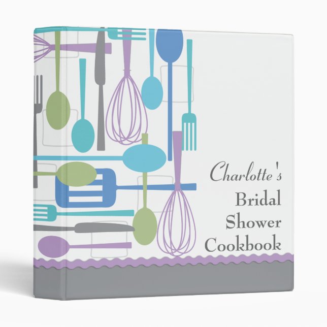 Retro Cooking Bridal Shower Cookbook Recipe Binder (Front/Spine)