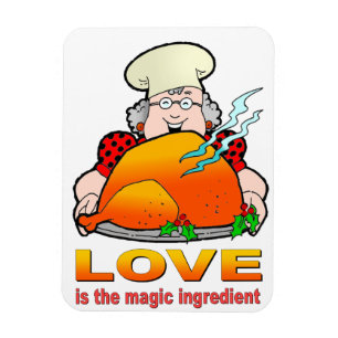 Retro Cooking Design.Love Is The Magic Ingredient. Magnet
