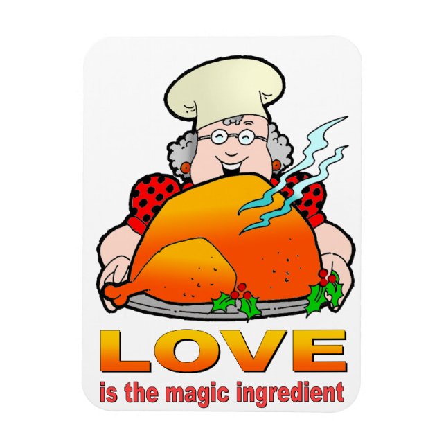 Retro Cooking Design.Love Is The Magic Ingredient. Magnet (Vertical)