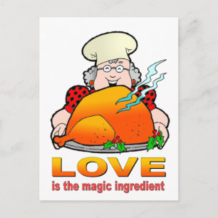 Retro Cooking Design.Love Is The Magic Ingredient. Postcard