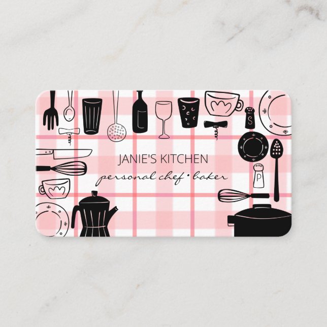Retro Cooking Utensils Business Card (Front)