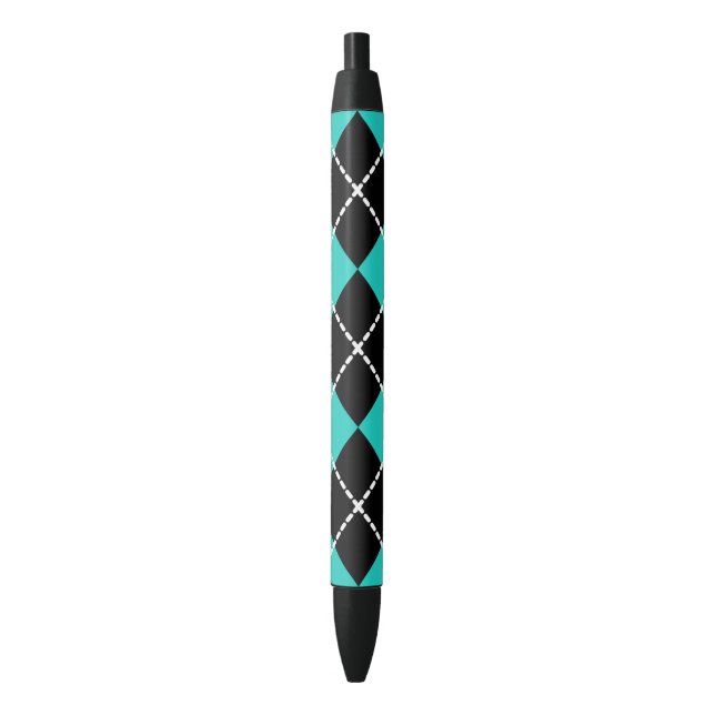 Retro Cool Argyle Turquoise Writing Pen Gift (Front Vertical)