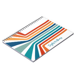 Retro Cool Bent Stripes with Your Name Notebook