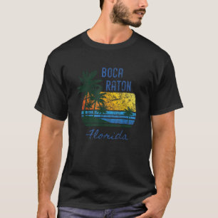 Retro Cool Boca Raton FL Distressed Palm Tree Suns T-Shirt