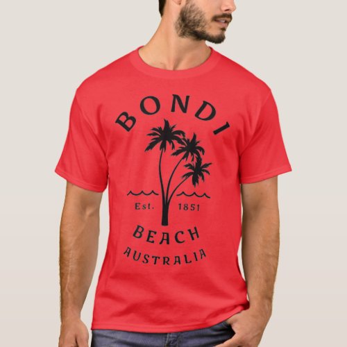 Retro Cool Bondi Beach Australia Vintage Palm ree  T_Shirt