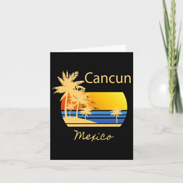 Retro Cool Cancun Original Mexico Beaches Novelty  Card (Front)