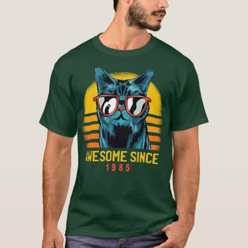 Retro Cool Cat Awesome Since 1985 Awesome Cattitud T_Shirt
