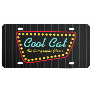 Retro Cool Cat License Plate 