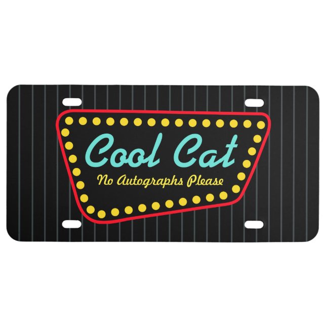 Retro Cool Cat License Plate  (Front)