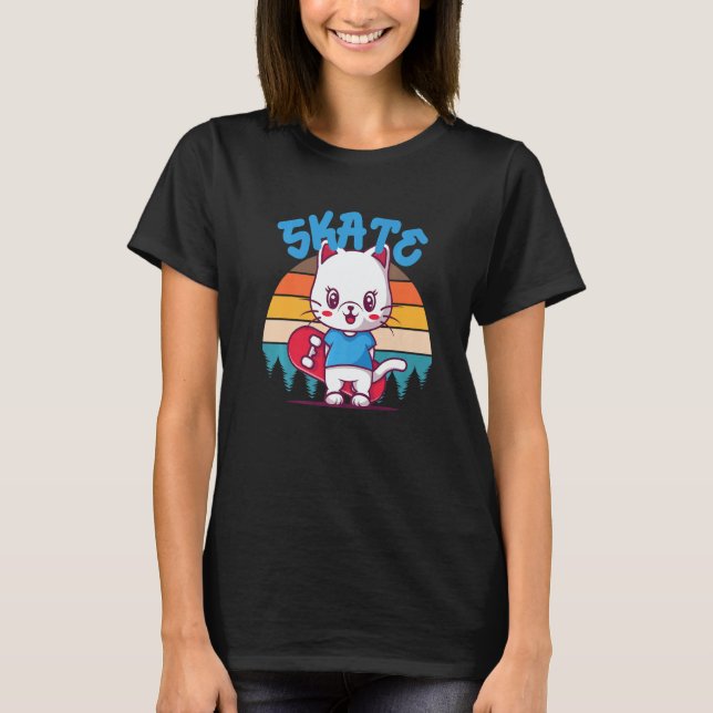Retro  Cool Cat Skate Skateboarder Men Skateboardi T-Shirt (Front)