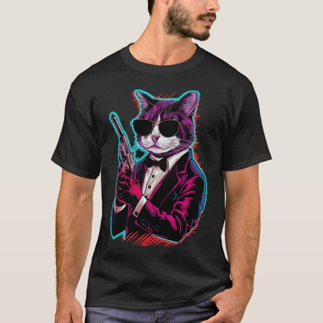 Retro Cool Cat Spy T-Shirt (Front)