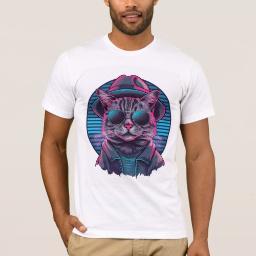 Retro Cool Cat T_shirt Design _ Cat with Sunglasse