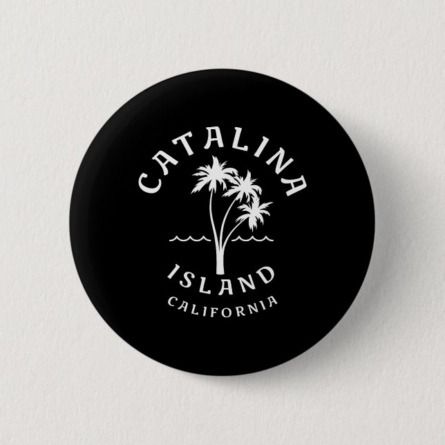 Retro Cool Catalina Island Palm Tree Mens Womens C Button (Front)