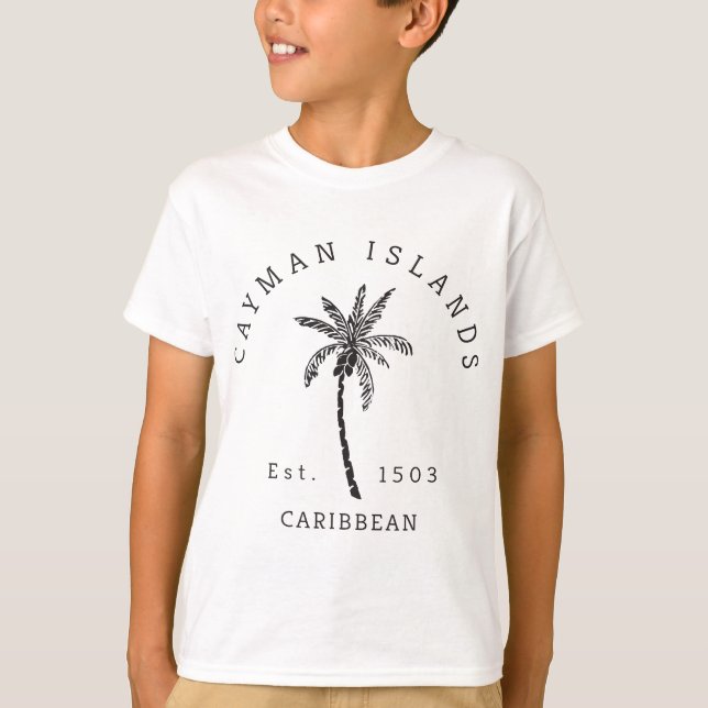 Retro Cool Cayman Islands Original Beach Palm Tree T-Shirt (Front)