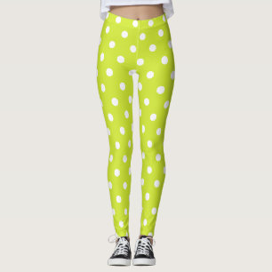 Retro Cool Chic Green Polka Dots Pattern Fashion Leggings