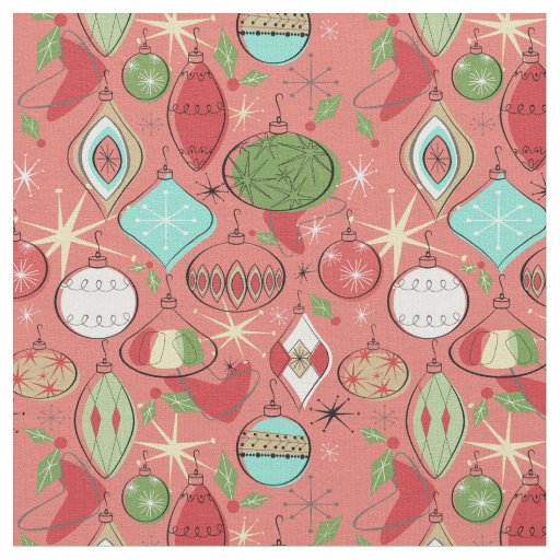 Retro Cool Christmas Ornaments Orange Fabric Zazzle Com