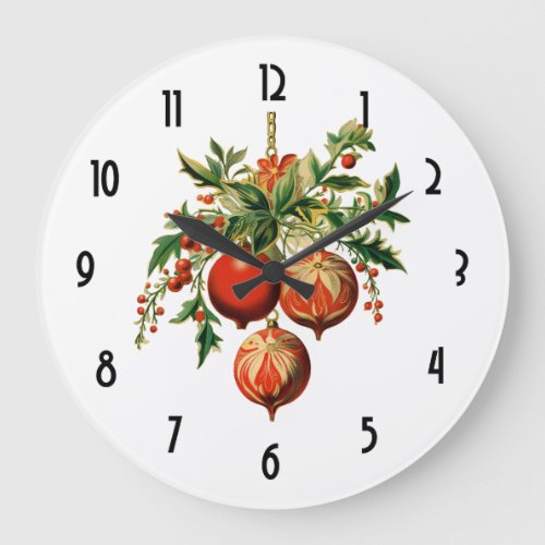 Retro Cool Christmas Tree Decorations Large Clock