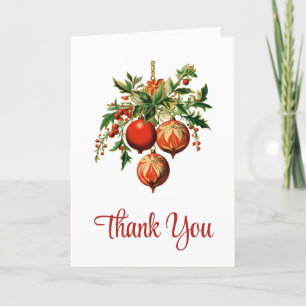 Retro Cool Christmas Tree Decorations Letterpress Thank You Card