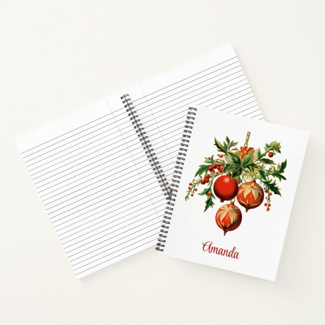Retro Cool Christmas Tree Decorations Notebook (Inside)