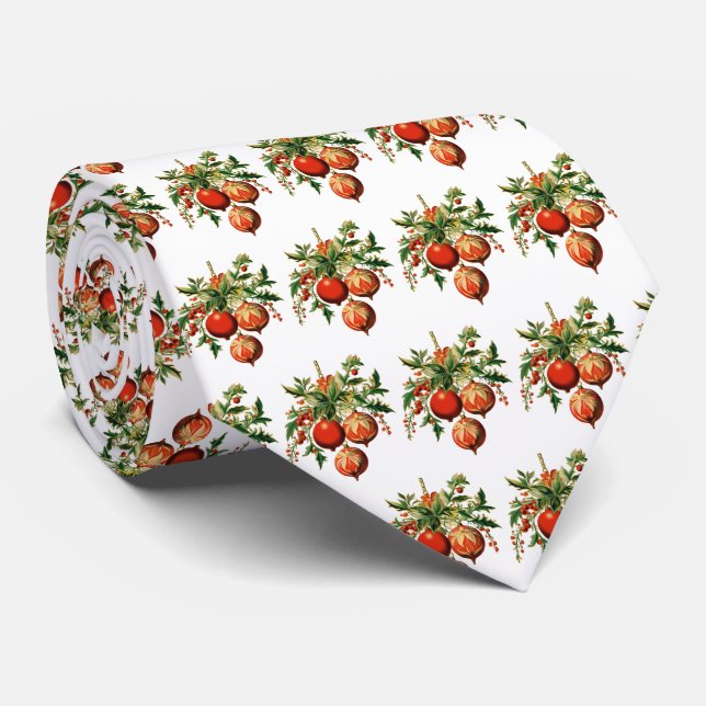 Retro Cool Christmas Tree Decorations Pattern Neck Tie (Rolled)