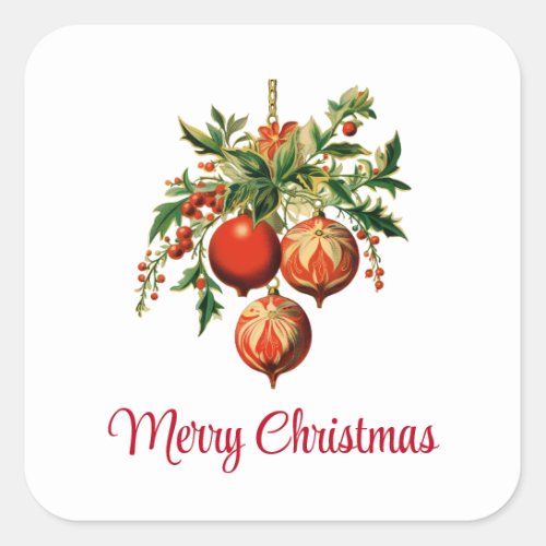 Retro Cool Christmas Tree Decorations Square Sticker