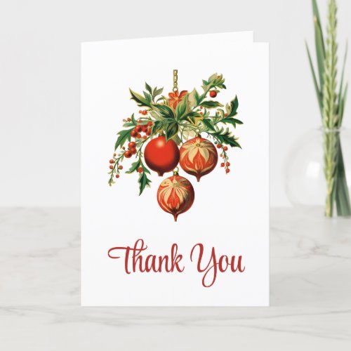 Retro Cool Christmas Tree Decorations Thank You Card