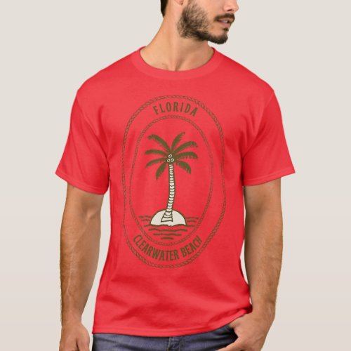 Retro cool Clearwater Beach Florida Palm Tree T_Shirt
