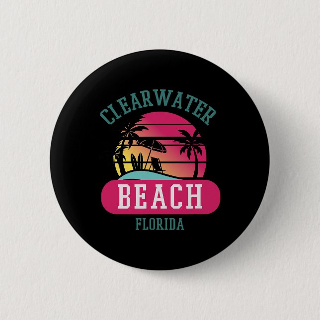 Retro Cool Clearwater Beach Original Florida Beach Button (Front)