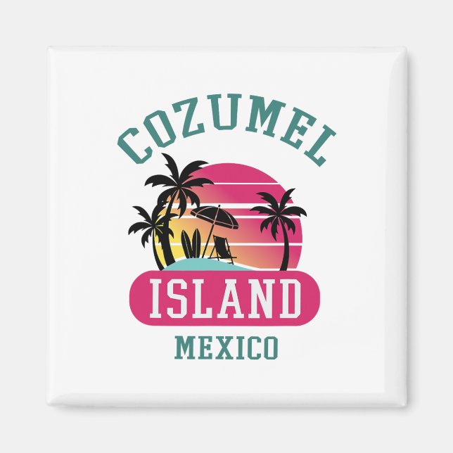 Retro Cool Cozumel Original Mexico Beaches Sunset  Magnet (Front)