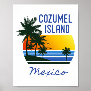 Retro Cool Cozumel Original Mexico Beaches Women M Poster