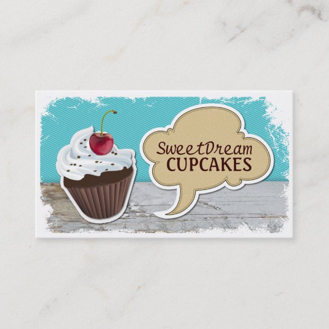 Retro Cool Cupcake Bakery Business Cards (Front)