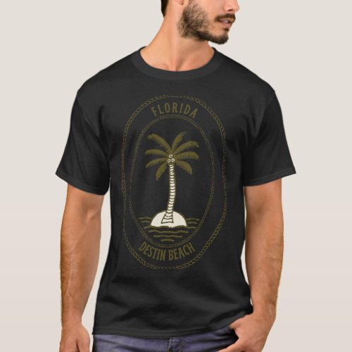 Retro cool Destin Beach Florida Palm Tree T_Shirt