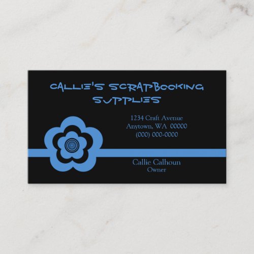 Retro Cool Flower Business Card, Light Blue