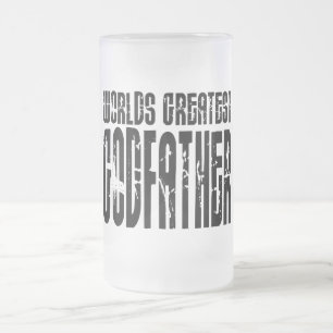 Retro Cool Godfathers : World's Greatest Godfather Frosted Glass Beer Mug