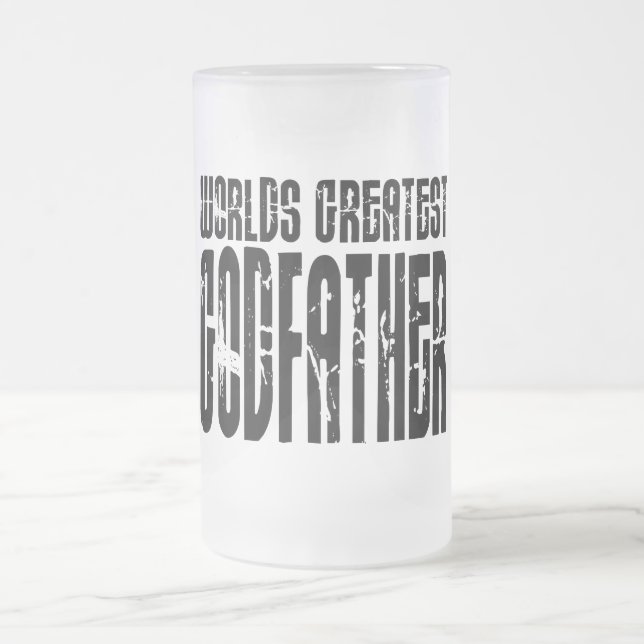 Retro Cool Godfathers : World's Greatest Godfather Frosted Glass Beer Mug (Center)