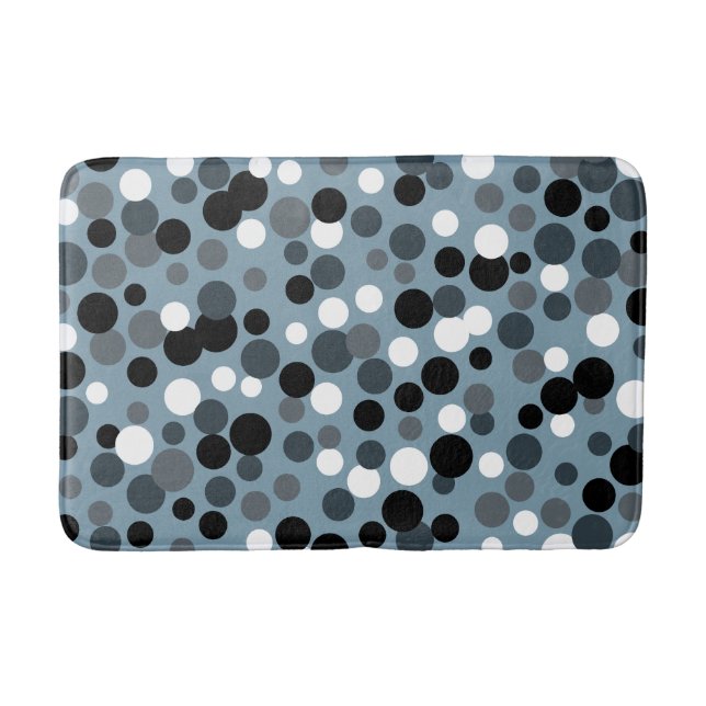 Retro Cool Gray Dots Bathroom Rug Bath Mat (Front)