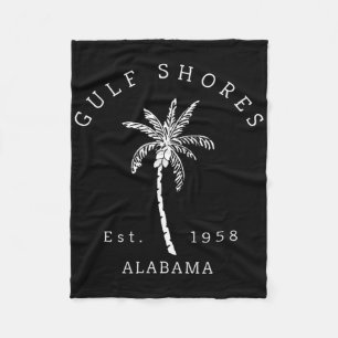 Retro Cool Gulf Shores Al Beach Palm Tree Graphic Fleece Blanket