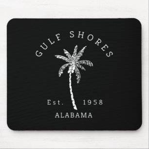 Retro Cool Gulf Shores Al Beach Palm Tree Graphic Mouse Pad