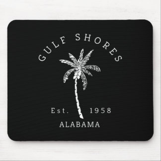 Retro Cool Gulf Shores Al Beach Palm Tree Graphic Mouse Pad