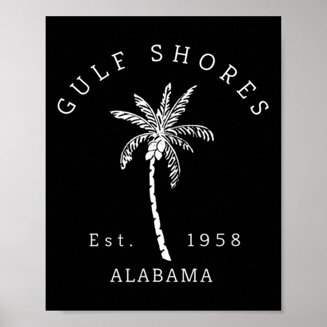 Retro Cool Gulf Shores Al Beach Palm Tree Graphic  Poster (Front)