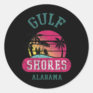 Retro Cool Gulf Shores Original Alabama Beach Grap Classic Round Sticker